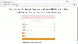 Post form data using ajax and form validation in php part2