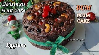 Eggless Plum Cake Recipe | Chocolate Plum Cake | Plum Cake recipe with Rum | Christmas Fruit Cake