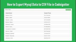 How to Export Mysql Data to CSV File in Codeigniter