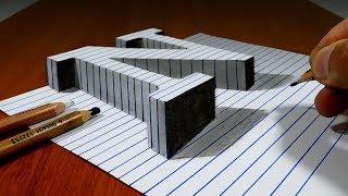 Draw a Letter N on Line Paper   3D Trick Art