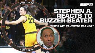 Caitlin Clark is ELITE! - Stephen A. reacts to game-winning buzzer-beater from the logo | First Take