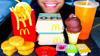 ASMR McDonald's Chocolate Dipped Ice Cream Cone Eating Show French Fries Fish Fillet Chicken Nuggets