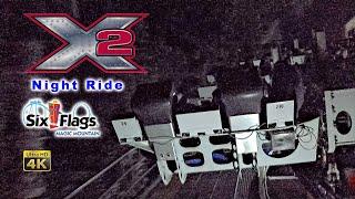 2024 X2 Roller Coaster at Night On Ride 4K POV Six Flags Magic Mountain