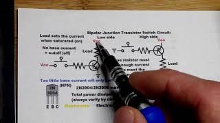 BJT High Side PNP Switch Versus Low NPN Bipolar Junction Transistors Explained By Electronzap