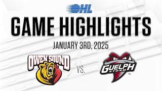 OHL Highlights: Owen Sound Attack @ Guelph Storm Jan. 3, 2025