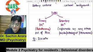 DELUSIONAL DISORDERS, a 15 mins short video lecture for psychiatry residents.