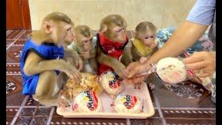 4 Siblings Feel Very Excited While Mom Prepare Their Favorite Snack For Them To Eat Very Yummy ,