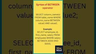 Oracle SQL "Between" Operator  #youtubeshorts #oracle #sql  #oraclesqlfundamentals