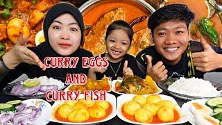 STYLE INDIAN‼️EATING RICE with CURRY EGGS and CURRY FISH SO YUMMY‼️#eatingshow #viral #spicy