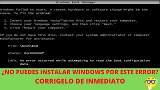 ERROR Boot/BCD AL INSTALAR WINDOWS - [0xc000000f] SOLUCIONADO