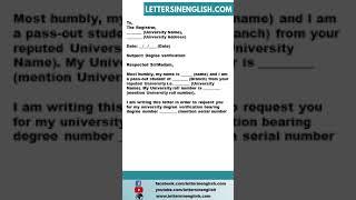 Request Letter to University for Degree Verification