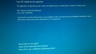 Reparar arranque Dual Windows 10  (winload)