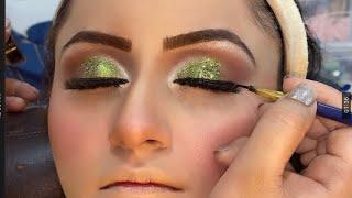 Walima makeup look with green dress,,makeup tutorial