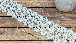 Ажурное ЛЕНТОЧНОЕ КРУЖЕВО вязание крючком мастер-класс  How to Crochet Lace Tape Ribbon