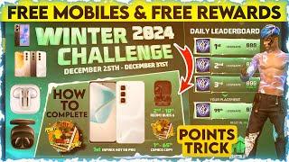 FREE FIRE QUAID DAY WINTER 2024 CHALLENGE | WINTERLANDS CHALLENGE FREE MOBILE PHONES & BUDS