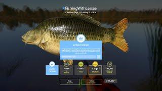 BLUE TAG TROPHY COMMON CARP AMBER LAKE (part 1) Russian fishing 4 RF4