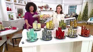 Set of 3 Illuminated Crackle Glass Candles by Valerie on QVC