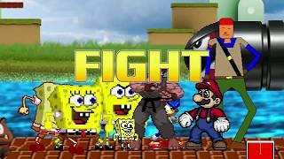 AN Mugen Request #1123: Spongebob X4 VS Mario, Dink Smallwood, Evil Ryu, Sonic