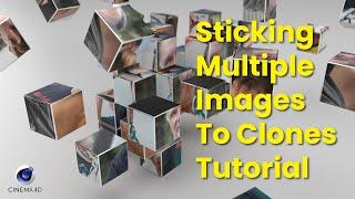 C4D Tutorial: Sticking Multiple Images To Clones Using Texture/Camera Mapping With Polygon Selection