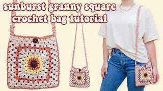 Easy 2 squares crochet bag! | Crochet Bag Tutorial | Brunaticality Crochet Bag