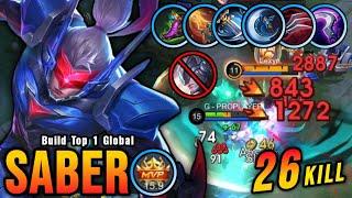 26 Kills!! One Shot Build Saber Crazy Critical Damage!! - Build Top 1 Global Saber ~ MLBB