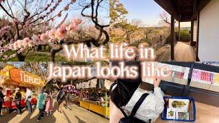 What Life in Japan Looks Like | Visiting Plum Garden Paradise, Book-hunting, Silent Vlog