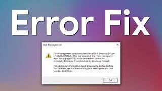 Disk Management Could Not Start Virtual Disk Service (VDS) Error Fix | Can't Open Disk Management