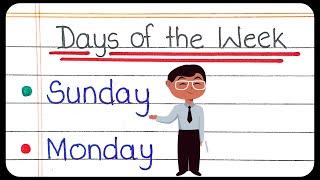 Sunday Monday-Days of the week/Sunday Monday ki spelling/saptah ke dinon ke naam/sunday to saturday