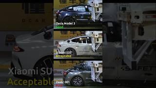 Tesla Model 3,Zeekr 001,Xiaomi SU7, Nio ET5T vs Truck trailer crashtest