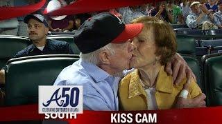 Jimmy Carter gets shown on the kiss cam