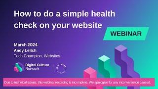 How to do a simple health check on your website | Digital Culture Network
