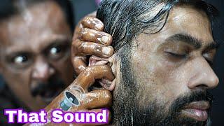 Ear Finger With Interesting ASMR Sound By Big Eyes Barber | Heavy Oil Head And Neck Massage ASMR