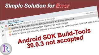 How to fix "License for package Android SDK Build-Tools 30.0.3 not accepted" Error in Android Studio