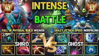 INTENSE PROS BATTLE | Full Physical Build Shiro Weaver Vs. Crazy Attack Speed Build Ghost Morphling