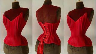 How to cut and sew this high neck Victorian corset