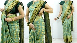 Heavy border wedding look saree draping steps by steps | saree draping for   any special occasion