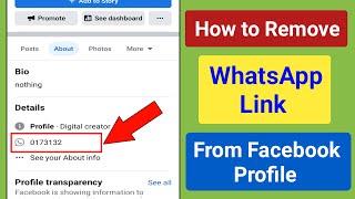 How to Remove WhatsApp Link Form Facebook Profile 2023।Remove WhatsApp Link Form Facebook