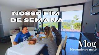 Almoço com a família. Obra. Rotina de casa.