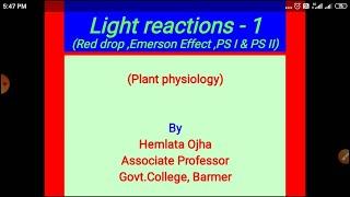 Photosynthesis, light reaction 1