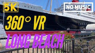 360° VR Cycling at LONG BEACH SHORELINE | QUEEN MARY | NO MUSIC | 5.7K Scenery for Exercise Bikes