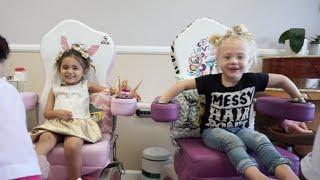 EVERLEIGH & AVA 3 year olds at the nail salon | ForEverAndForAva