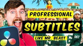 How to add TEXT/SUBTITLES like Mr. Beast - Davinci Resolve