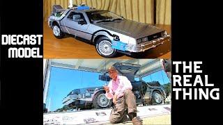 Unboxing my Hot Wheels 1:18 scale Back to the Future Delorean and then seeing the real thing!