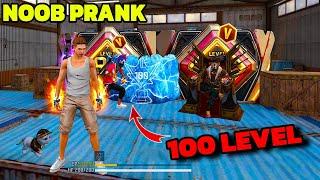 Noob No internet Prank  लेकिन सामने 100 Level Player आ गया  V badge Player  Garena free fire