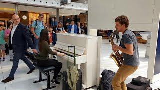 This is amazing! A spontaneous piano/sax performance with Ladyva at Charles de Gaulle airport