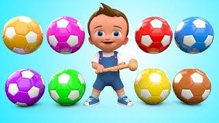 Soccer Balls Mini Golf Game Play by Little Baby Wooden Hammer to Learn Colors for Children - 3D Kids