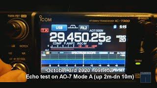 Ham Radio Satellite Echo test on Oscar AO-7 Mode A