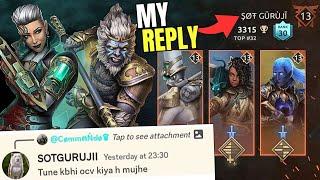 My Honest Reply To This SOT Player | SOT Guruji OCV Compilation! | Shadow Fight 4 Arena