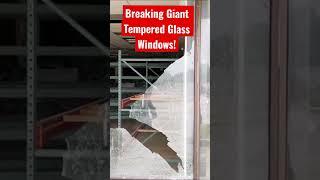 Breaking Giant Tempered Glass Windows! #shorts #satisfying #breaking #glass #windows