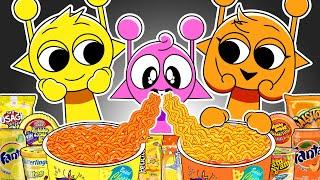 Incredibox Sprunki - SIMON Family Convenience Store YELLOW ORANGE Food Mukbang Animation | ASMR